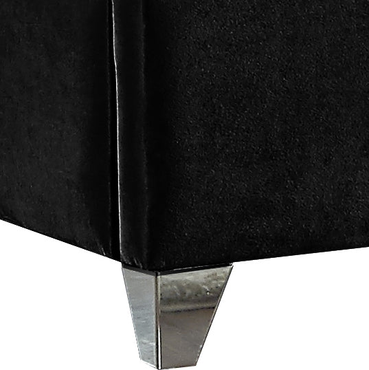 Zuma Velvet Queen Bed Black - Gate FurnitureQueen Bed