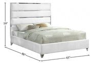 Zuma Velvet Queen Bed White - Gate FurnitureQueen Bed