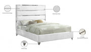 Zuma Velvet Queen Bed White - Gate FurnitureQueen Bed
