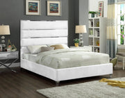 Zuma Velvet Queen Bed White - Gate FurnitureQueen Bed