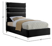 Zuma Velvet Twin Bed Black - Gate FurnitureTwin Bed