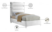 Zuma Velvet Twin Bed White - Gate FurnitureTwin Bed