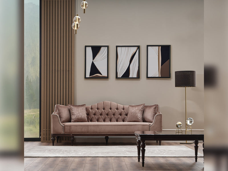 Zumrut 3-pieces (Sofa & Loveseat & Chair) Livingroom Set Light Brown in Light Brown - 101-ZUM-AQUA3720-3L21