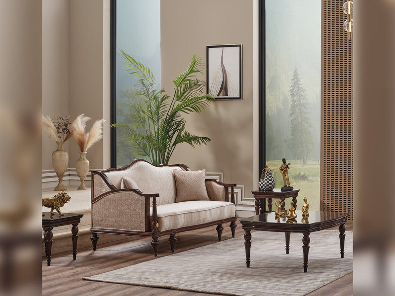 Zumrut Lux 3-pieces (Sofa & Loveseat & Chair) Livingroom Set Beige in Beige - 101-ZUM-AQUA3568-3L21