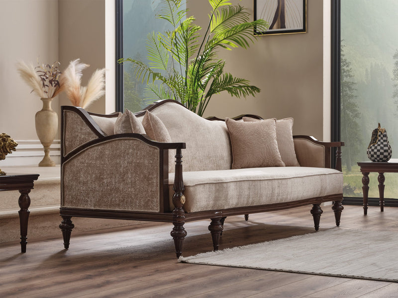 Zumrut Lux Stationary Loveseat Beige in Beige - 101-ZUM-AQUA3568-2L