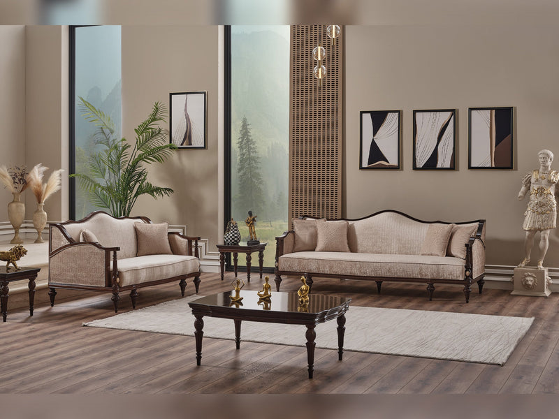 Zumrut Lux Stationary Loveseat Beige in Beige - 101-ZUM-AQUA3568-2L