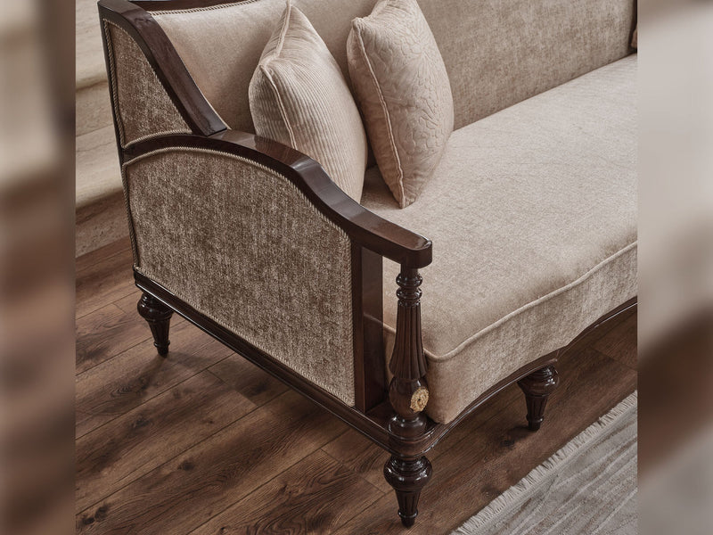 Zumrut Lux Stationary Sofa Beige in Beige - 101-ZUM-AQUA3568-3L