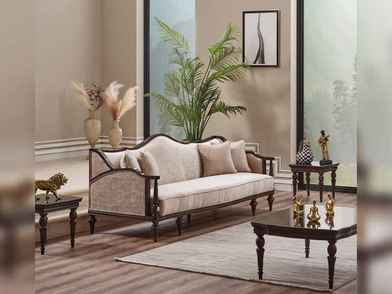 Zumrut Lux Stationary Sofa Beige in Beige - 101-ZUM-AQUA3568-3L