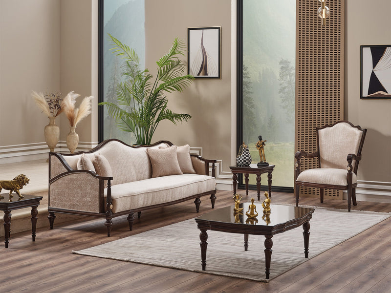 Zumrut Lux Stationary Sofa Beige in Beige - 101-ZUM-AQUA3568-3L