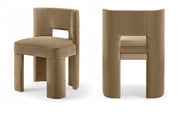 Zuno Velvet Performace Fabric Upholstered Dining Chair in Beige, Set of 2 - 945Beige-C