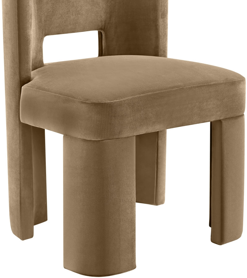 Zuno Velvet Performace Fabric Upholstered Dining Chair in Beige, Set of 2 - 945Beige-C