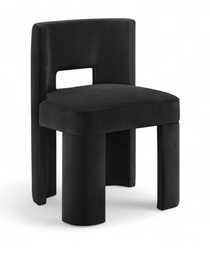 Zuno Velvet Performace Fabric Upholstered Dining Chair in Black, Set of 2 - 945Black-C