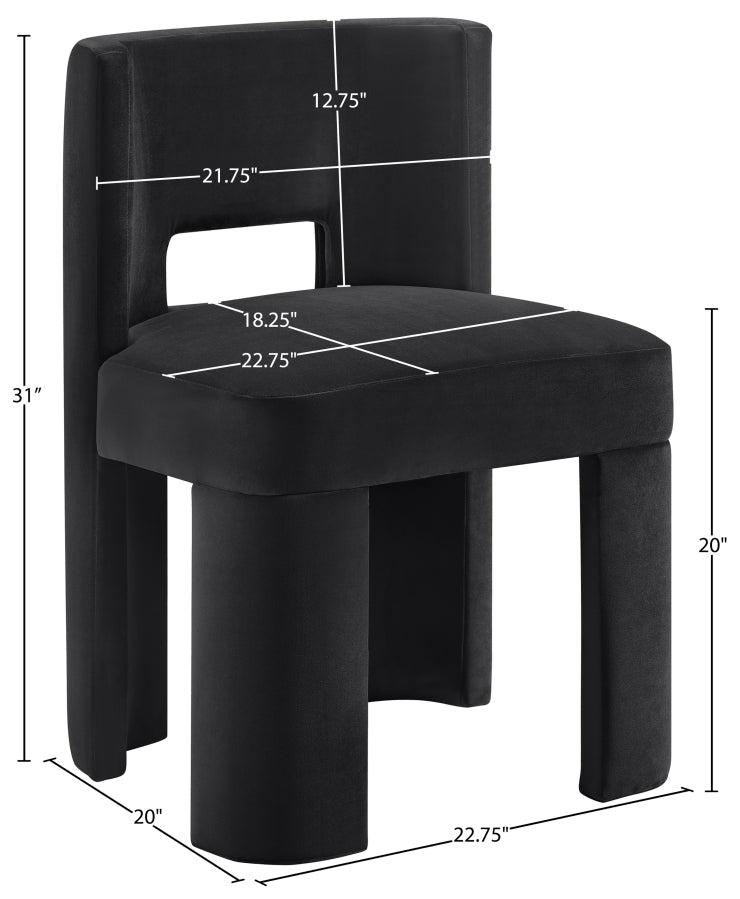 Zuno Velvet Performace Fabric Upholstered Dining Chair in Black, Set of 2 - 945Black-C