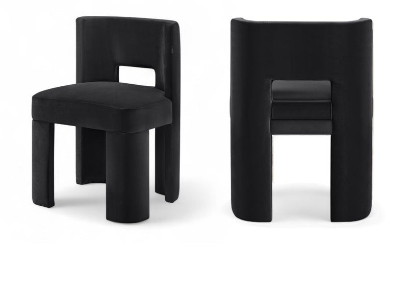 Zuno Velvet Performace Fabric Upholstered Dining Chair in Black, Set of 2 - 945Black-C