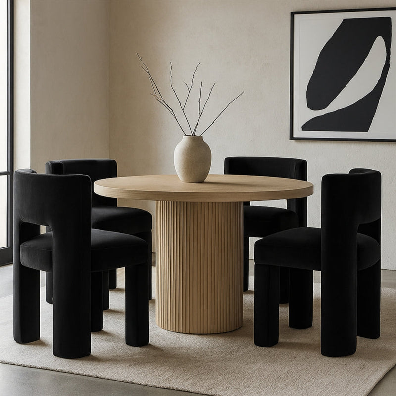 Zuno Velvet Performace Fabric Upholstered Dining Chair in Black, Set of 2 - 945Black-C
