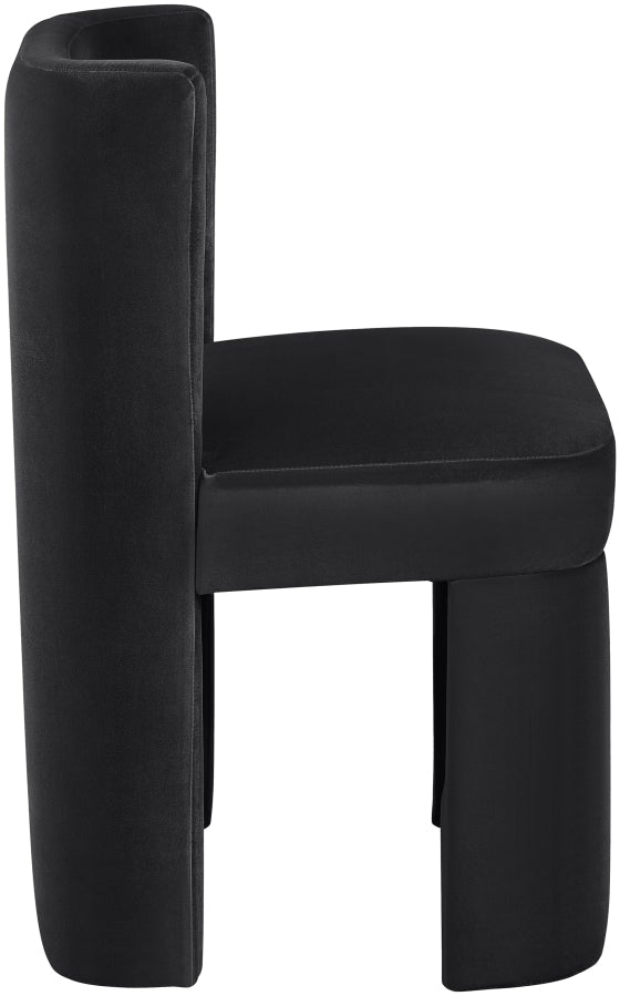 Zuno Velvet Performace Fabric Upholstered Dining Chair in Black, Set of 2 - 945Black-C