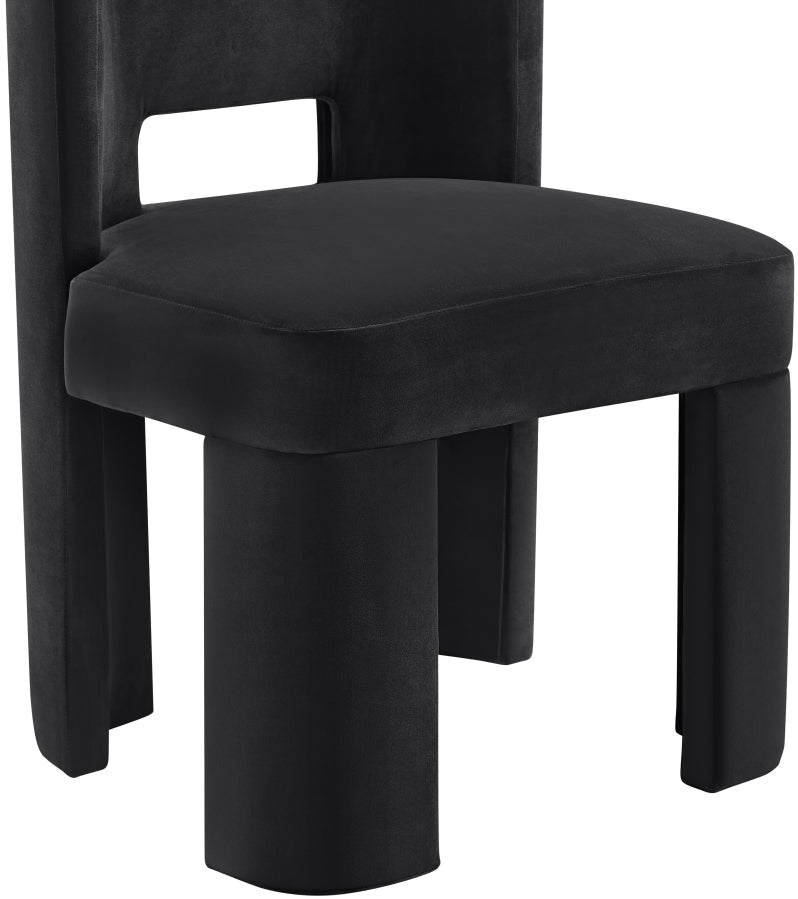 Zuno Velvet Performace Fabric Upholstered Dining Chair in Black, Set of 2 - 945Black-C