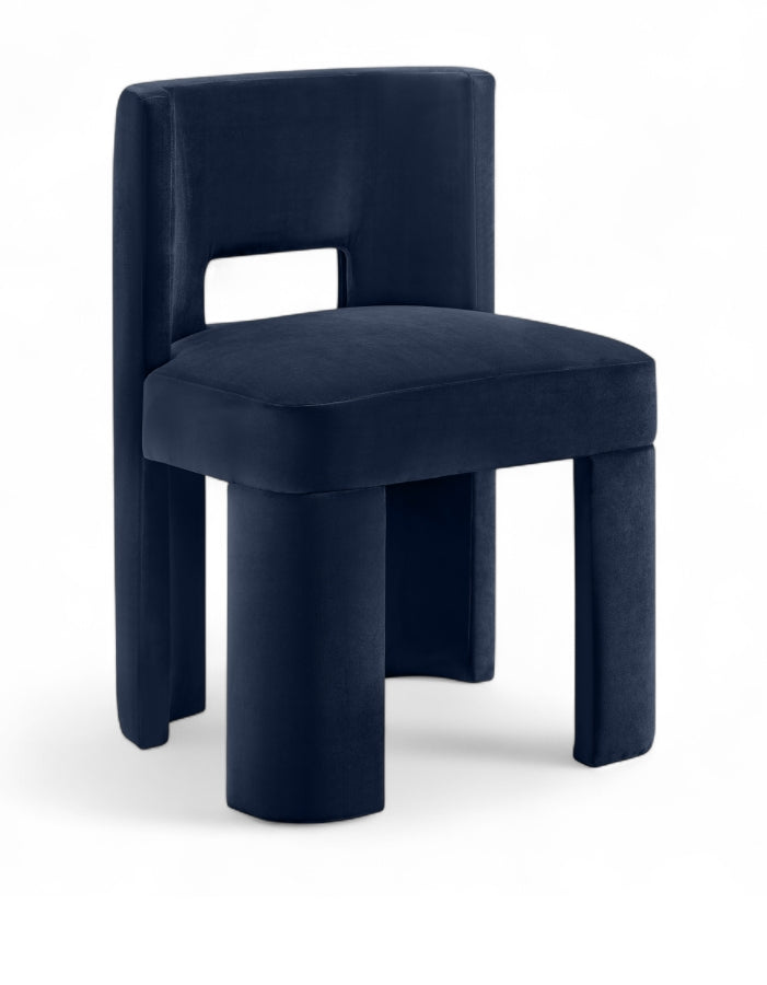 Zuno Velvet Performace Fabric Upholstered Dining Chair in Blue, Set of 2 - 945Navy-C