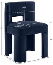 Zuno Velvet Performace Fabric Upholstered Dining Chair in Blue, Set of 2 - 945Navy-C