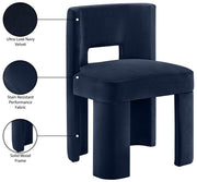 Zuno Velvet Performace Fabric Upholstered Dining Chair in Blue, Set of 2 - 945Navy-C