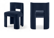 Zuno Velvet Performace Fabric Upholstered Dining Chair in Blue, Set of 2 - 945Navy-C