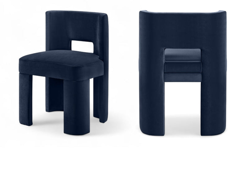 Zuno Velvet Performace Fabric Upholstered Dining Chair in Blue, Set of 2 - 945Navy-C