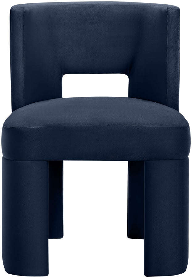 Zuno Velvet Performace Fabric Upholstered Dining Chair in Blue, Set of 2 - 945Navy-C
