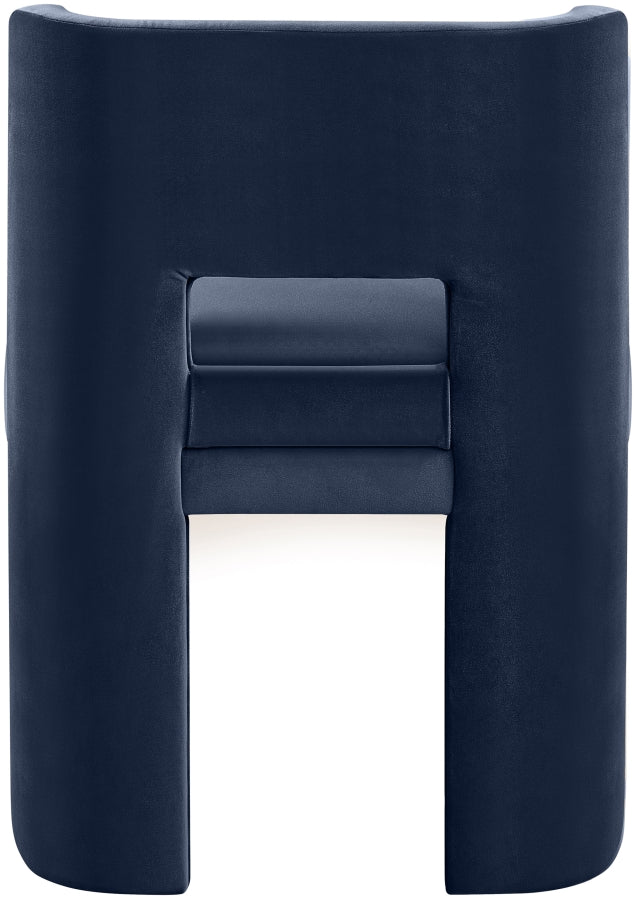 Zuno Velvet Performace Fabric Upholstered Dining Chair in Blue, Set of 2 - 945Navy-C