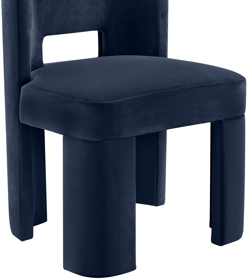 Zuno Velvet Performace Fabric Upholstered Dining Chair in Blue, Set of 2 - 945Navy-C