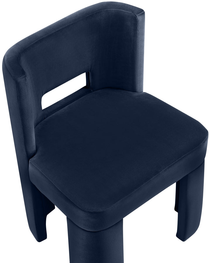 Zuno Velvet Performace Fabric Upholstered Dining Chair in Blue, Set of 2 - 945Navy-C