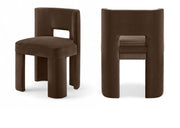 Zuno Velvet Performace Fabric Upholstered Dining Chair in Brown, Set of 2 - 945Brown-C