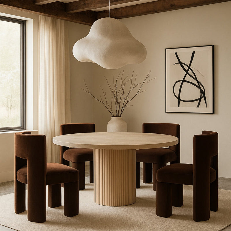 Zuno Velvet Performace Fabric Upholstered Dining Chair in Brown, Set of 2 - 945Brown-C