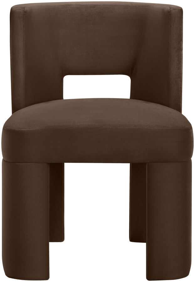Zuno Velvet Performace Fabric Upholstered Dining Chair in Brown, Set of 2 - 945Brown-C