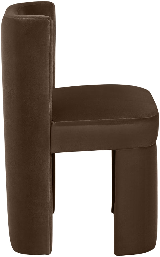 Zuno Velvet Performace Fabric Upholstered Dining Chair in Brown, Set of 2 - 945Brown-C