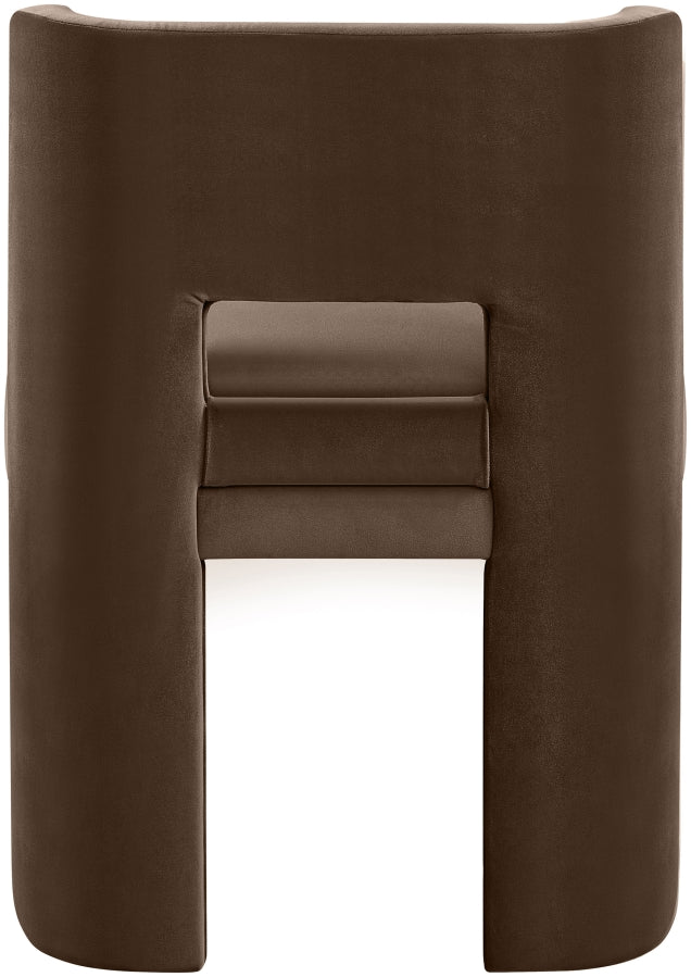 Zuno Velvet Performace Fabric Upholstered Dining Chair in Brown, Set of 2 - 945Brown-C