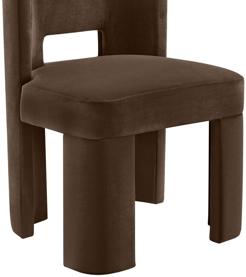 Zuno Velvet Performace Fabric Upholstered Dining Chair in Brown, Set of 2 - 945Brown-C