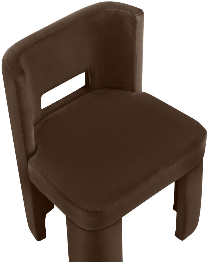 Zuno Velvet Performace Fabric Upholstered Dining Chair in Brown, Set of 2 - 945Brown-C