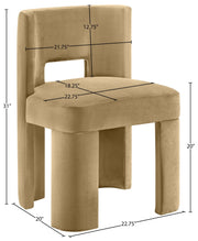 Zuno Velvet Performace Fabric Upholstered Dining Chair in Camel, Set of 2 - 945Camel-C
