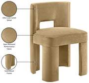 Zuno Velvet Performace Fabric Upholstered Dining Chair in Camel, Set of 2 - 945Camel-C