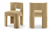 Zuno Velvet Performace Fabric Upholstered Dining Chair in Camel, Set of 2 - 945Camel-C