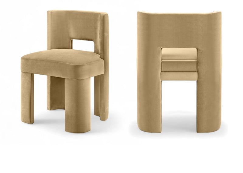 Zuno Velvet Performace Fabric Upholstered Dining Chair in Camel, Set of 2 - 945Camel-C