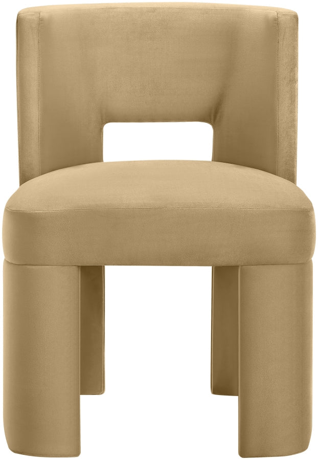 Zuno Velvet Performace Fabric Upholstered Dining Chair in Camel, Set of 2 - 945Camel-C