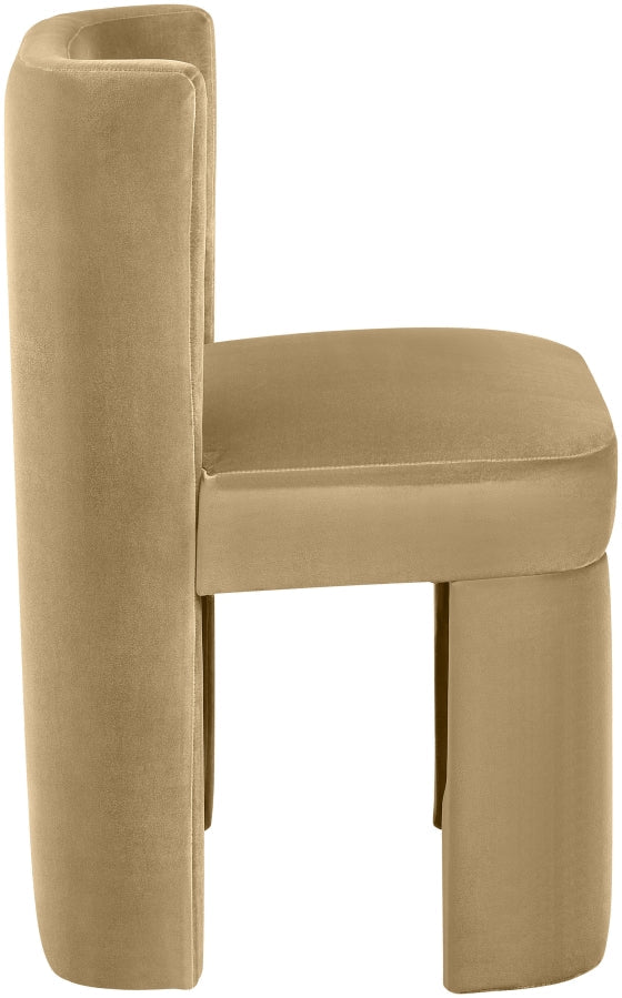 Zuno Velvet Performace Fabric Upholstered Dining Chair in Camel, Set of 2 - 945Camel-C