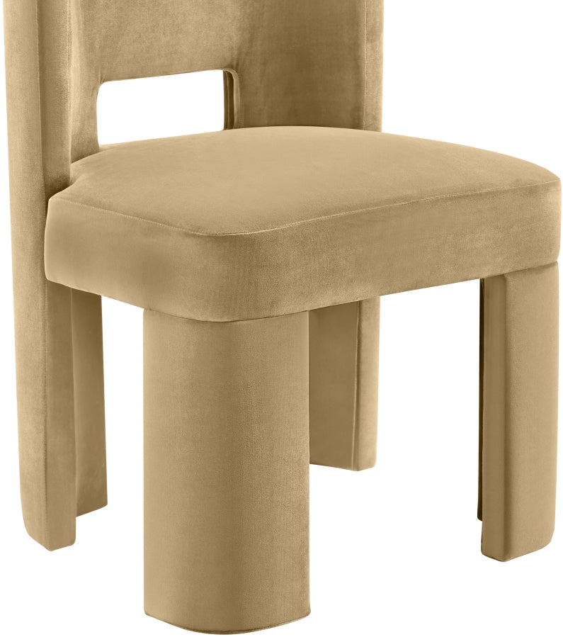 Zuno Velvet Performace Fabric Upholstered Dining Chair in Camel, Set of 2 - 945Camel-C