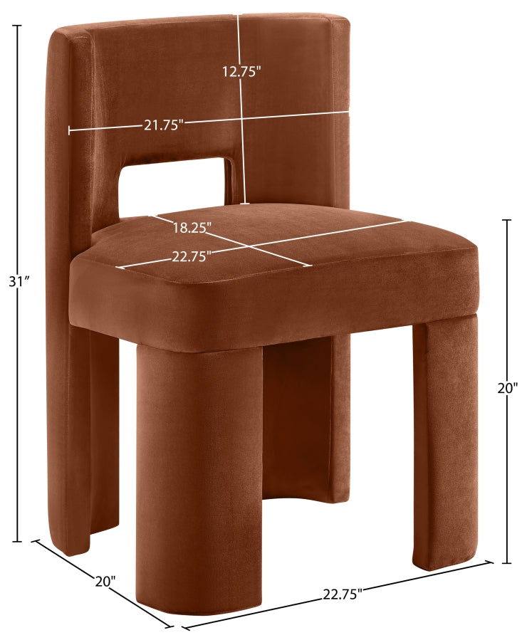 Zuno Velvet Performace Fabric Upholstered Dining Chair in Cognac, Set of 2 - 945Cognac-C