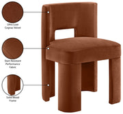 Zuno Velvet Performace Fabric Upholstered Dining Chair in Cognac, Set of 2 - 945Cognac-C