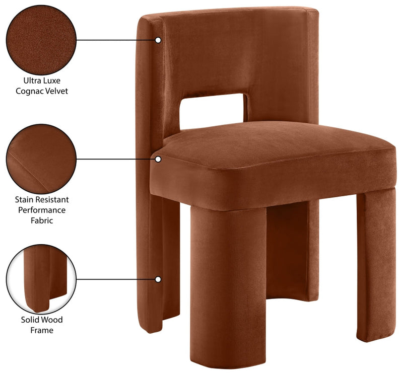Zuno Velvet Performace Fabric Upholstered Dining Chair in Cognac, Set of 2 - 945Cognac-C