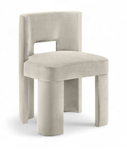 Zuno Velvet Performace Fabric Upholstered Dining Chair in Cream, Set of 2 - 945Cream-C