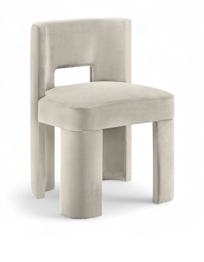 Zuno Velvet Performace Fabric Upholstered Dining Chair in Cream, Set of 2 - 945Cream-C