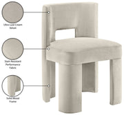 Zuno Velvet Performace Fabric Upholstered Dining Chair in Cream, Set of 2 - 945Cream-C